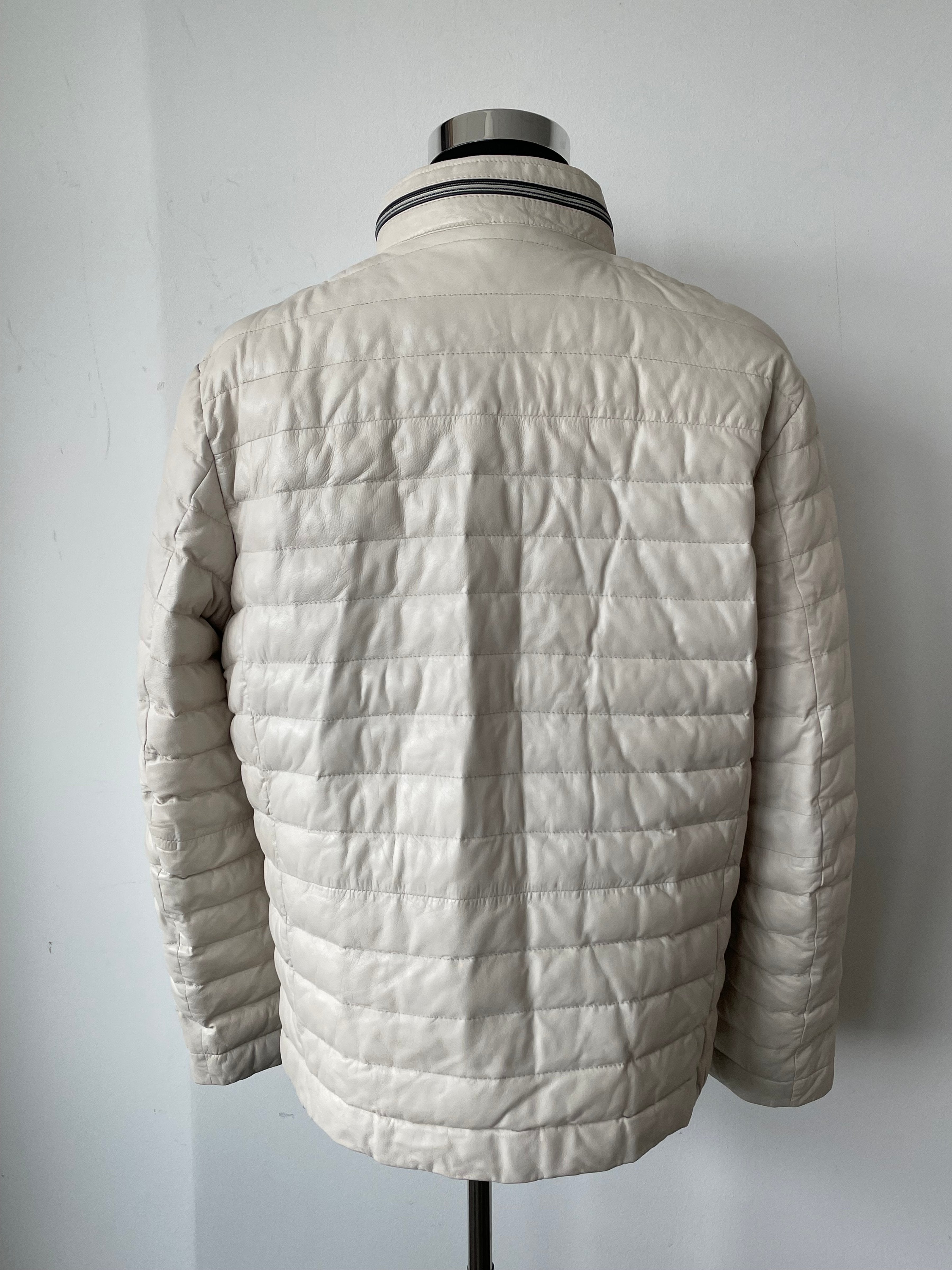 LLOYD Men's Quilted Lamb Leather Jacket, Ice White, XL, Very Good Condition