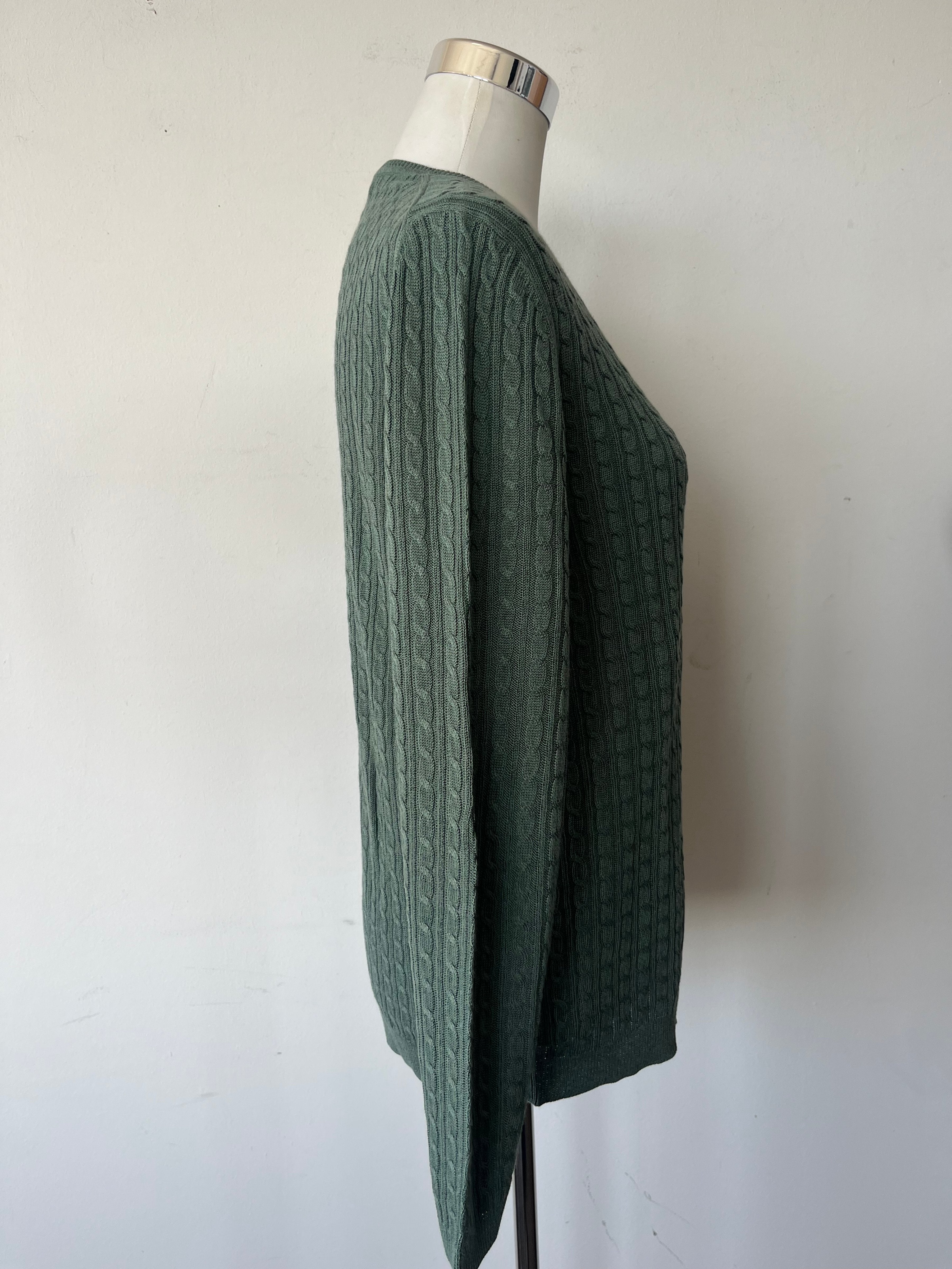 Massimo Dutti Grüner V-Ausschnitt Pullover, Größe L, Wie Neu