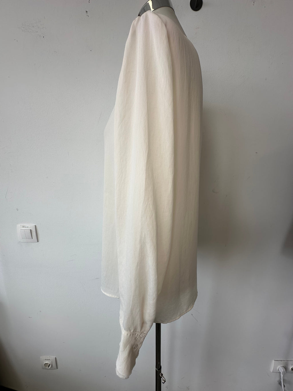 Marc Cain Sheer Long Sleeve Blouse, Ivory, Size M, Very Good Condition