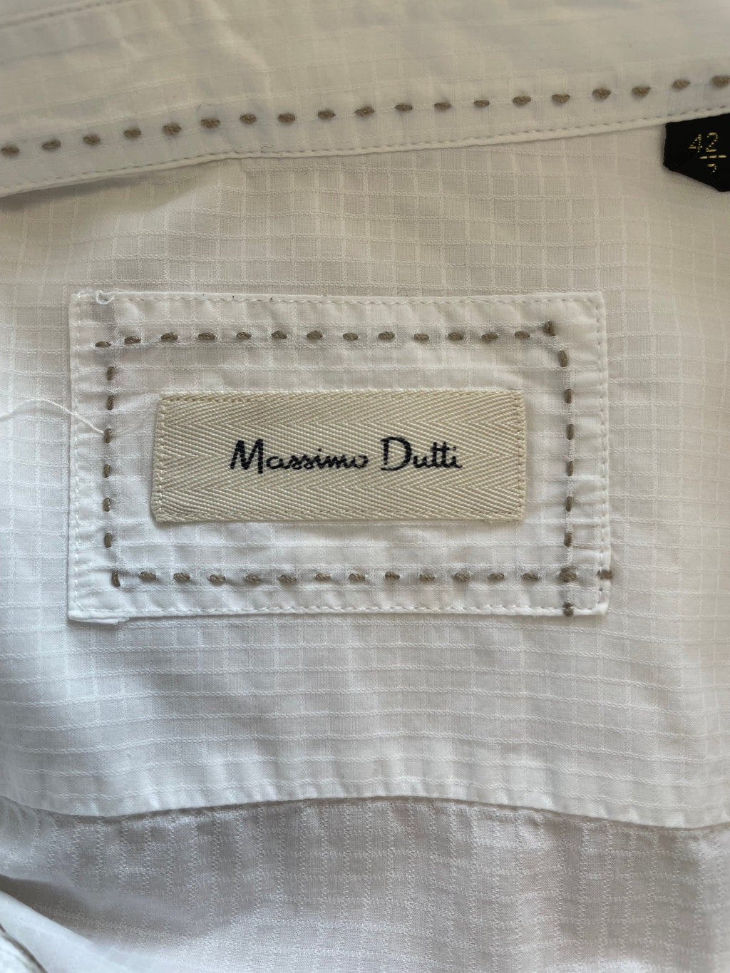Massimo Dutti White Pintuck Shirt, Size M – Good Condition, Stains Present
