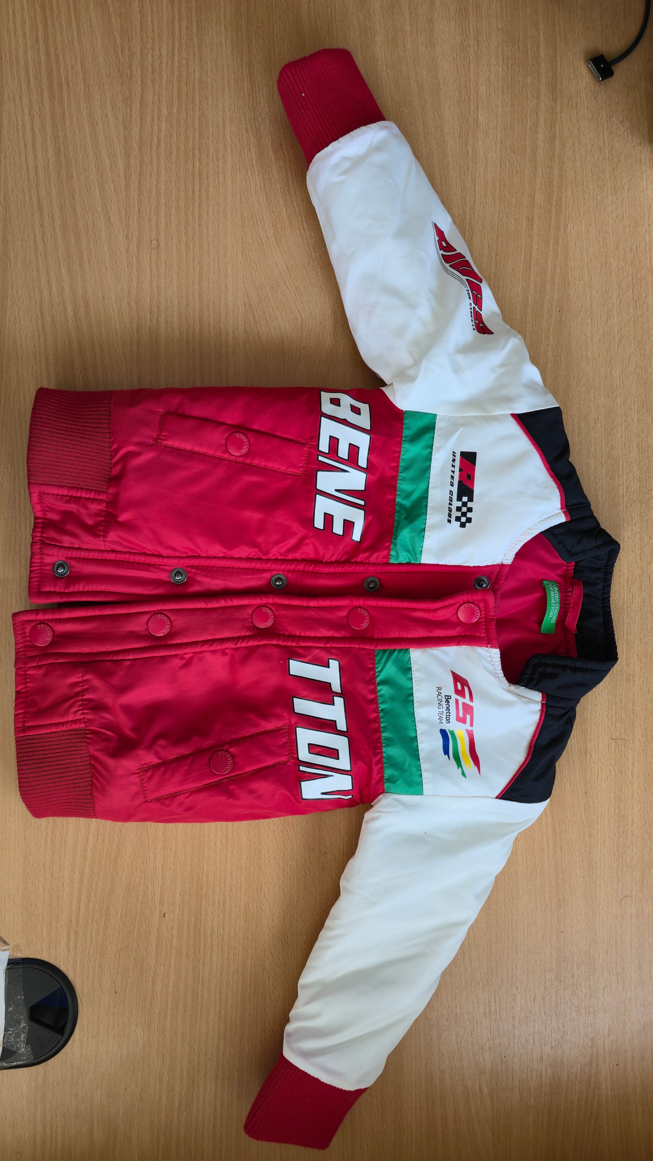 Benetton Racing Bomber Jacket | Kids 1Y | Red-White | Motorsport | Very Good