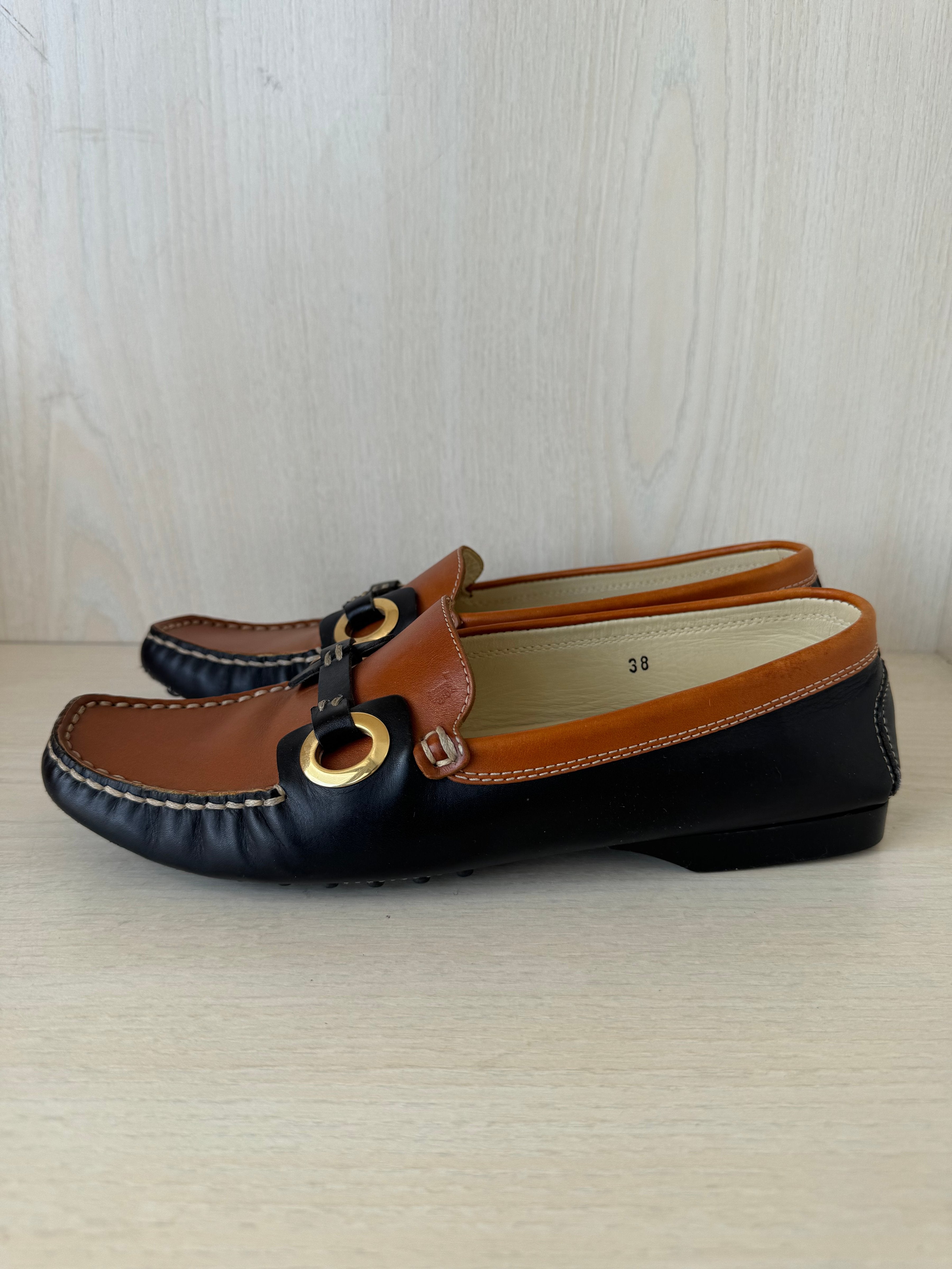 Tod’s Horse Bit Loafers EU 39.5 Brown/Black Leather Very Good Condition