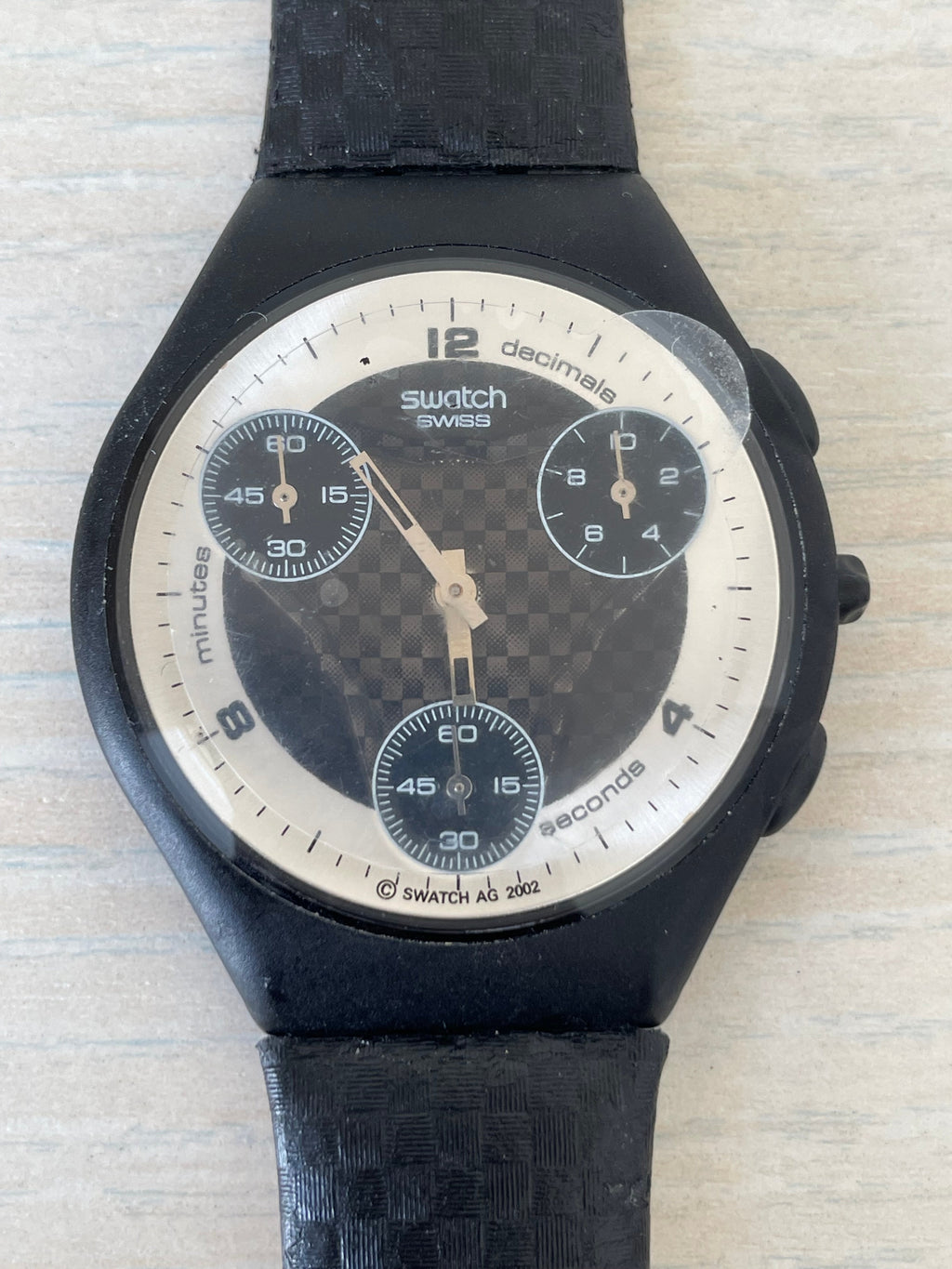 Swatch Uhr Skin Chrono, sehr gut, 38mm, Schwarz, Quarz, inkl. Batterie