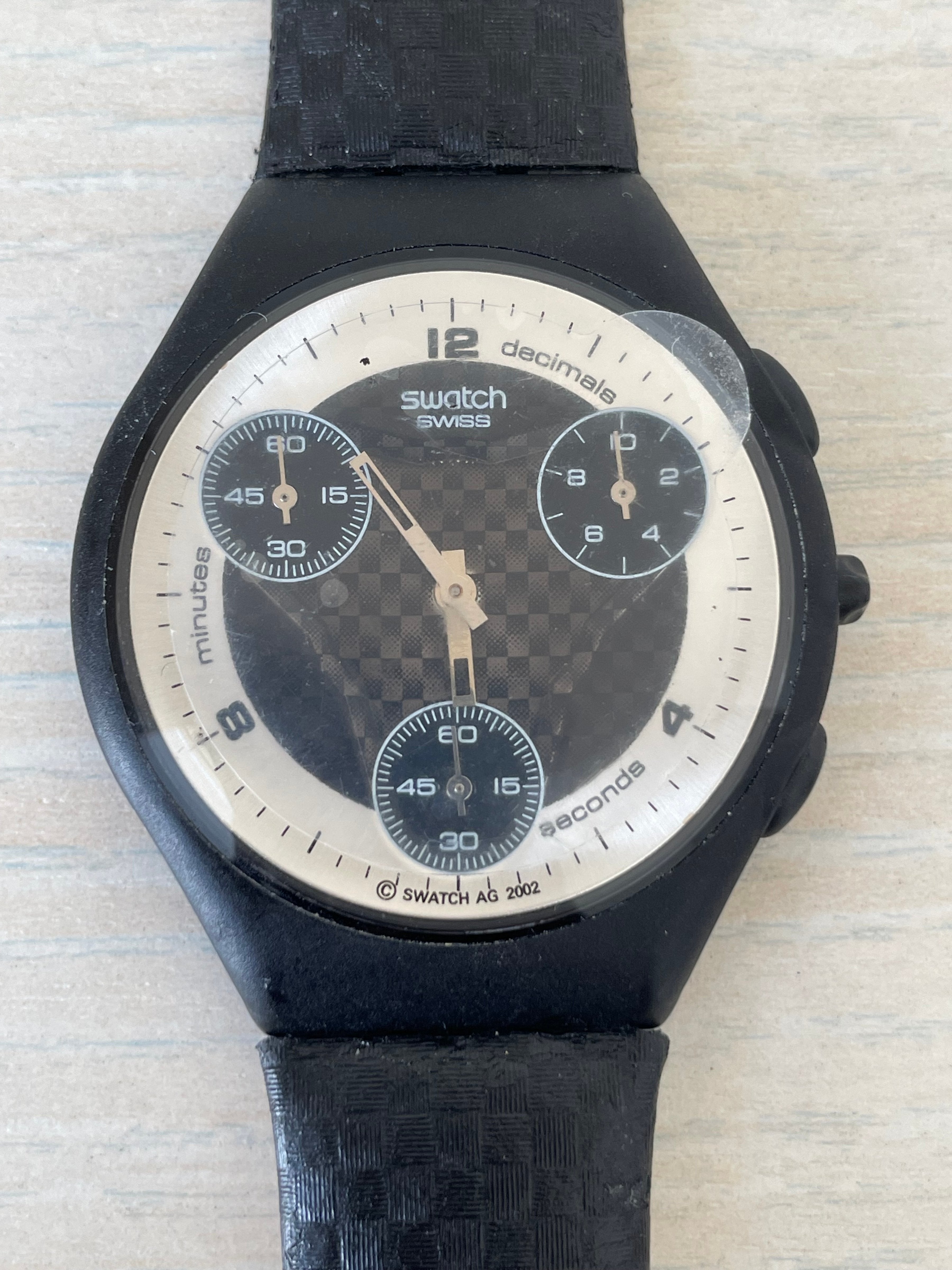 Swatch Uhr Skin Chrono, sehr gut, 38mm, Schwarz, Quarz, inkl. Batterie