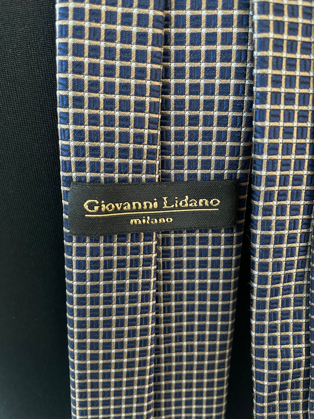 Giovanni Lidano Seidenkrawatte Milano Blau Kariert 155.5x6cm Sehr Gut