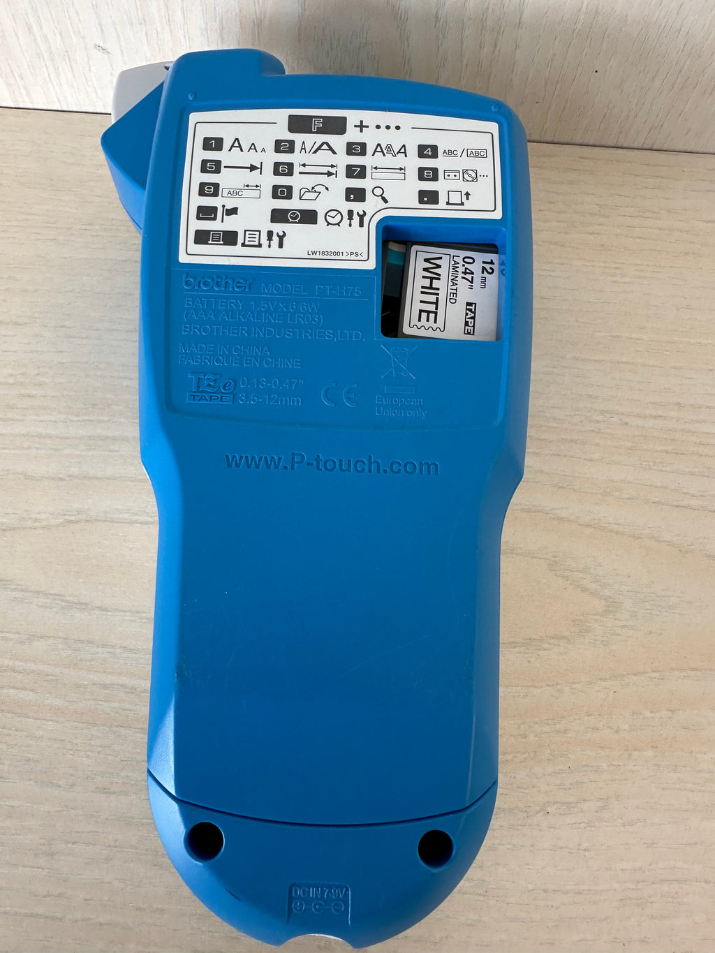 Brother PT-H75 Label Maker – Handheld, Plastic, Blue/White, Good Condition