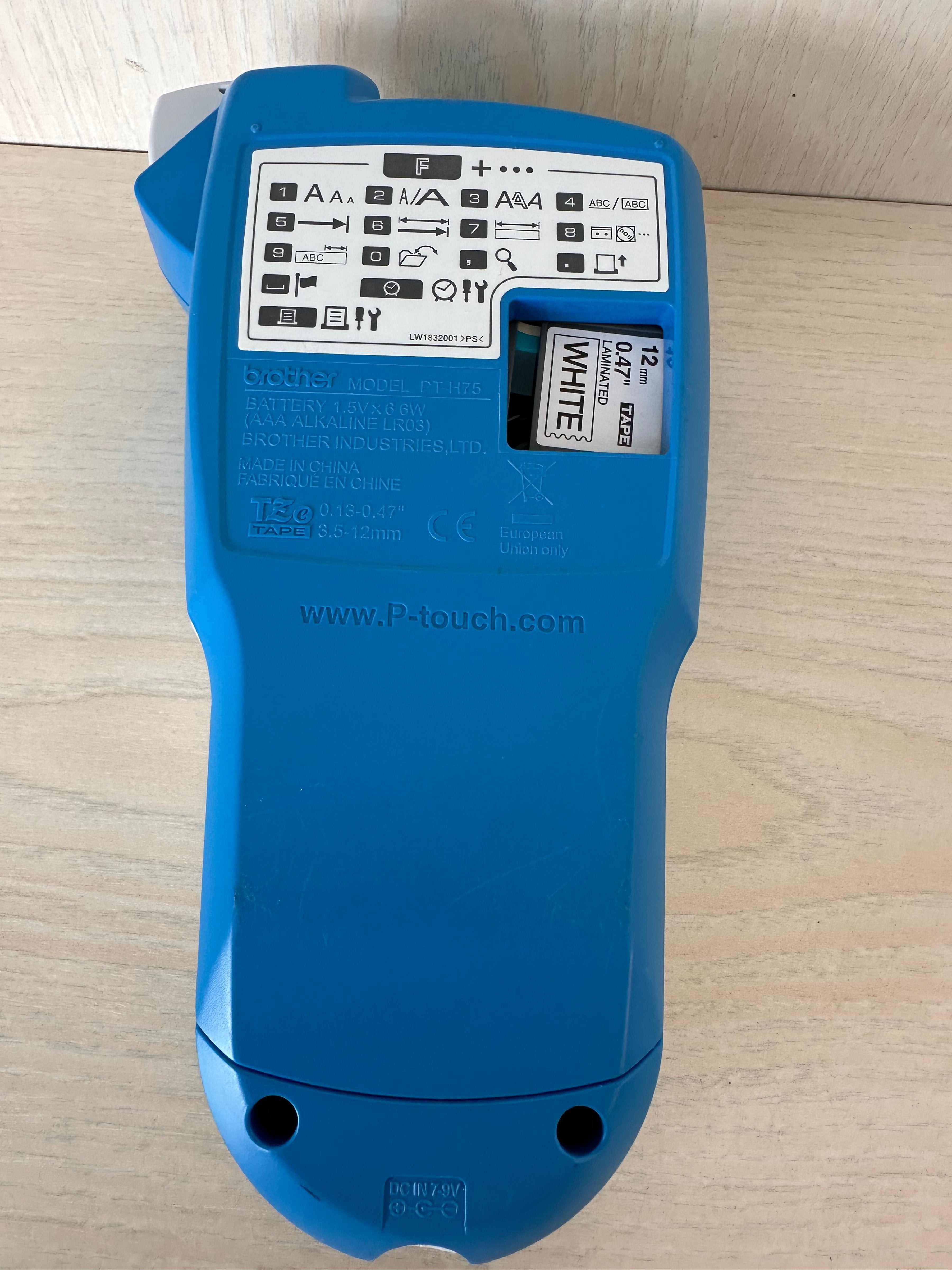 Brother PT-H75 Label Maker – Handheld, Plastic, Blue/White, Good Condition