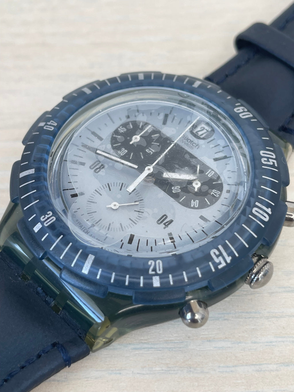 Swatch Irony Chronograph AG-2000, sehr gut, 24,5cm, Leder, Quarz, 200m WR