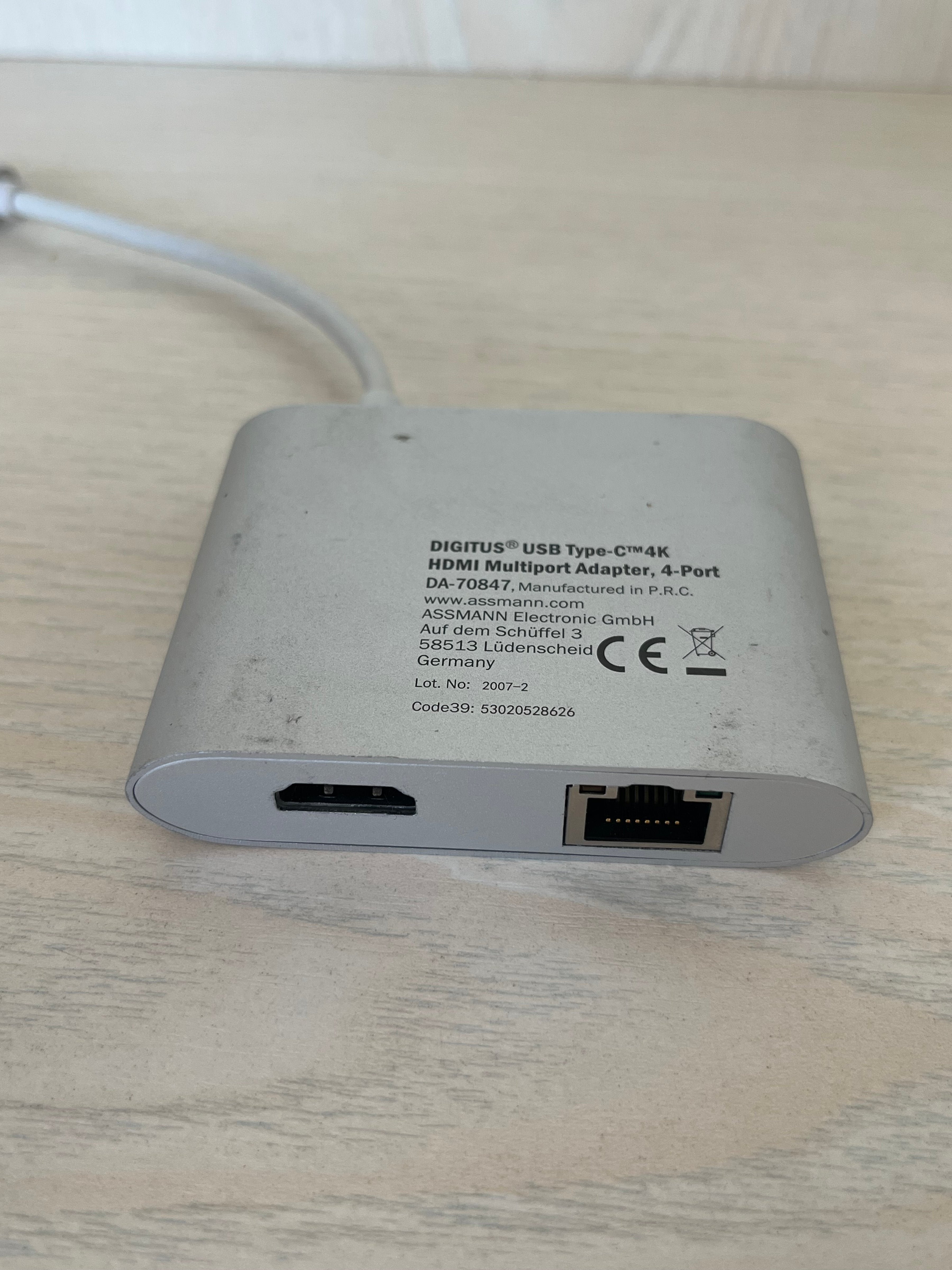 DIGITUS USB-C 4-Port Adapter | 4K HDMI, LAN, 2x USB-A | Silver | Good