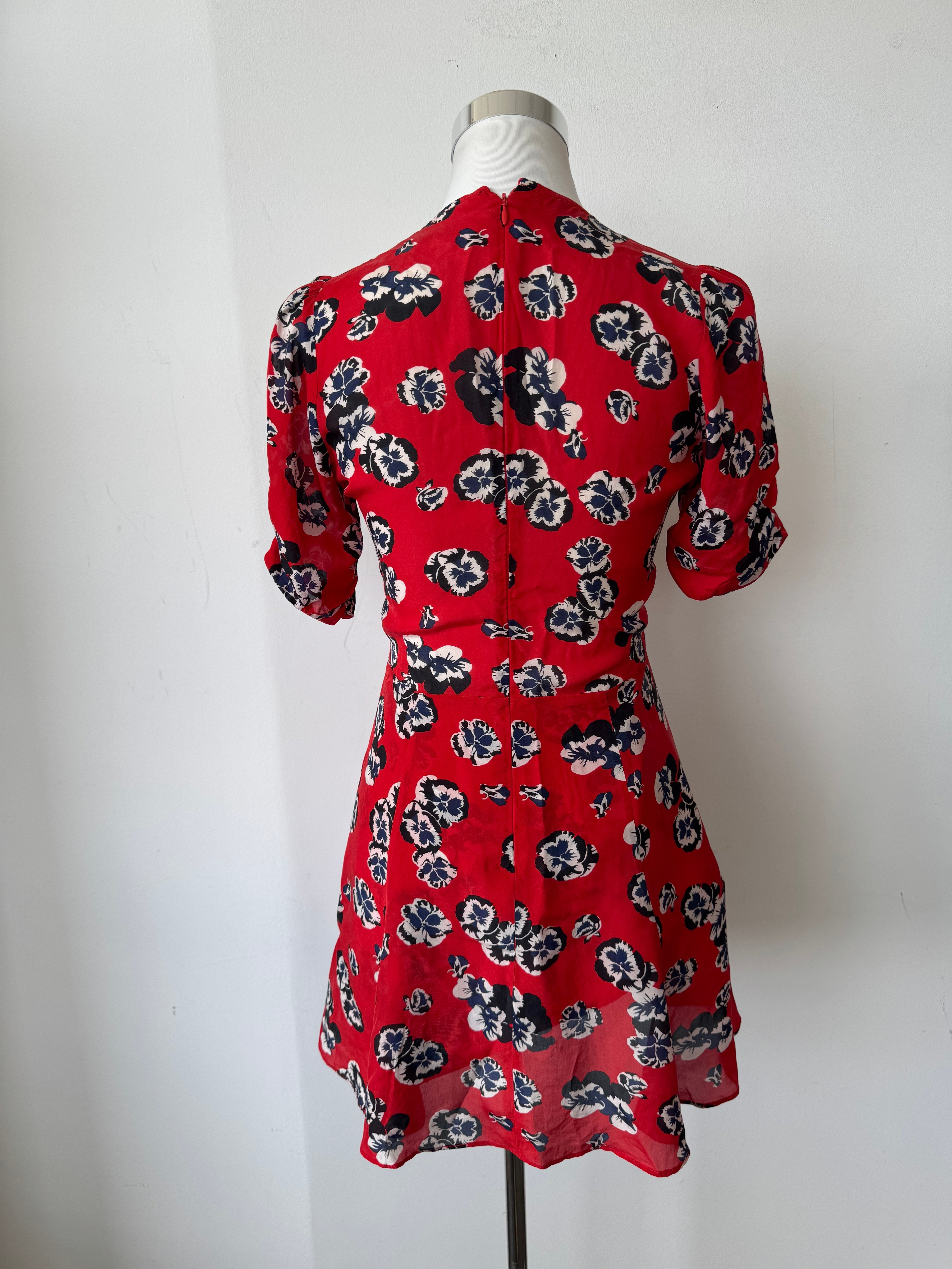 Réalisation Par Red Floral Silk Dress, Normal Use, 43cm Chest