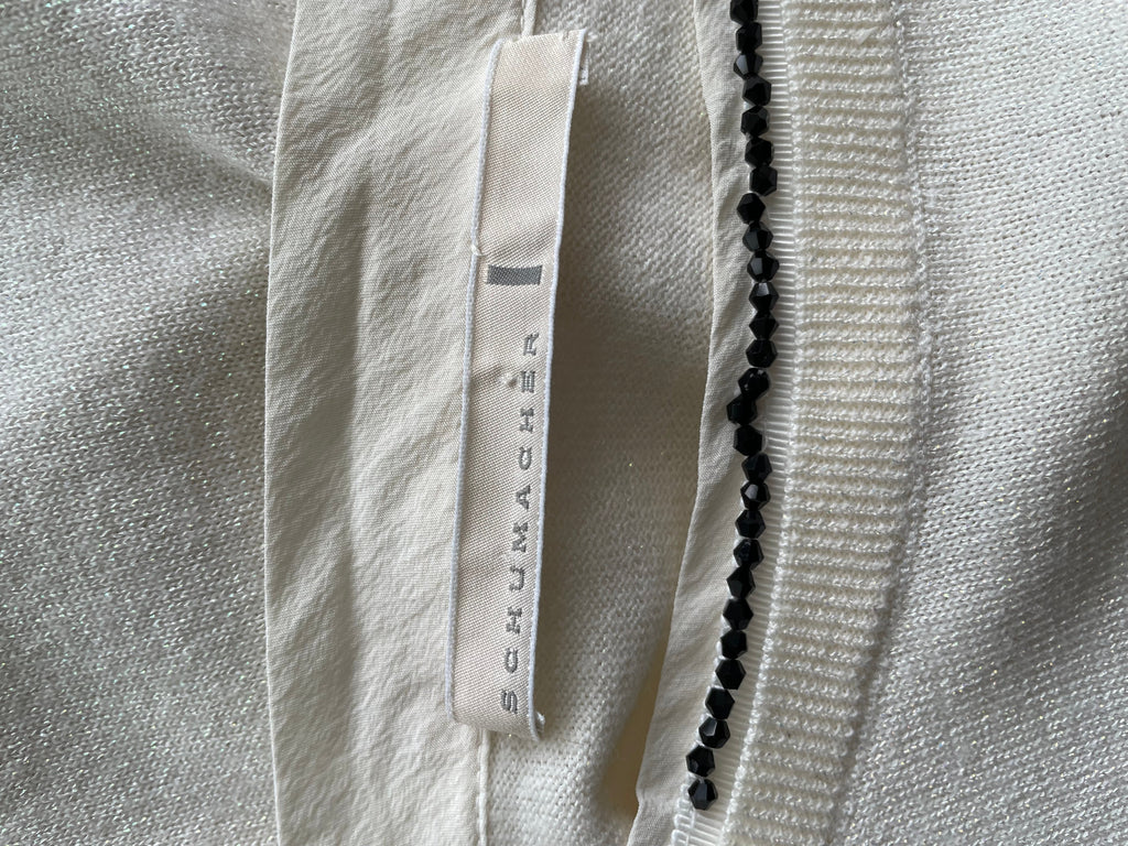 Schumacher White Wool Blend Lightweight Sweater, Small, Very Good Condition