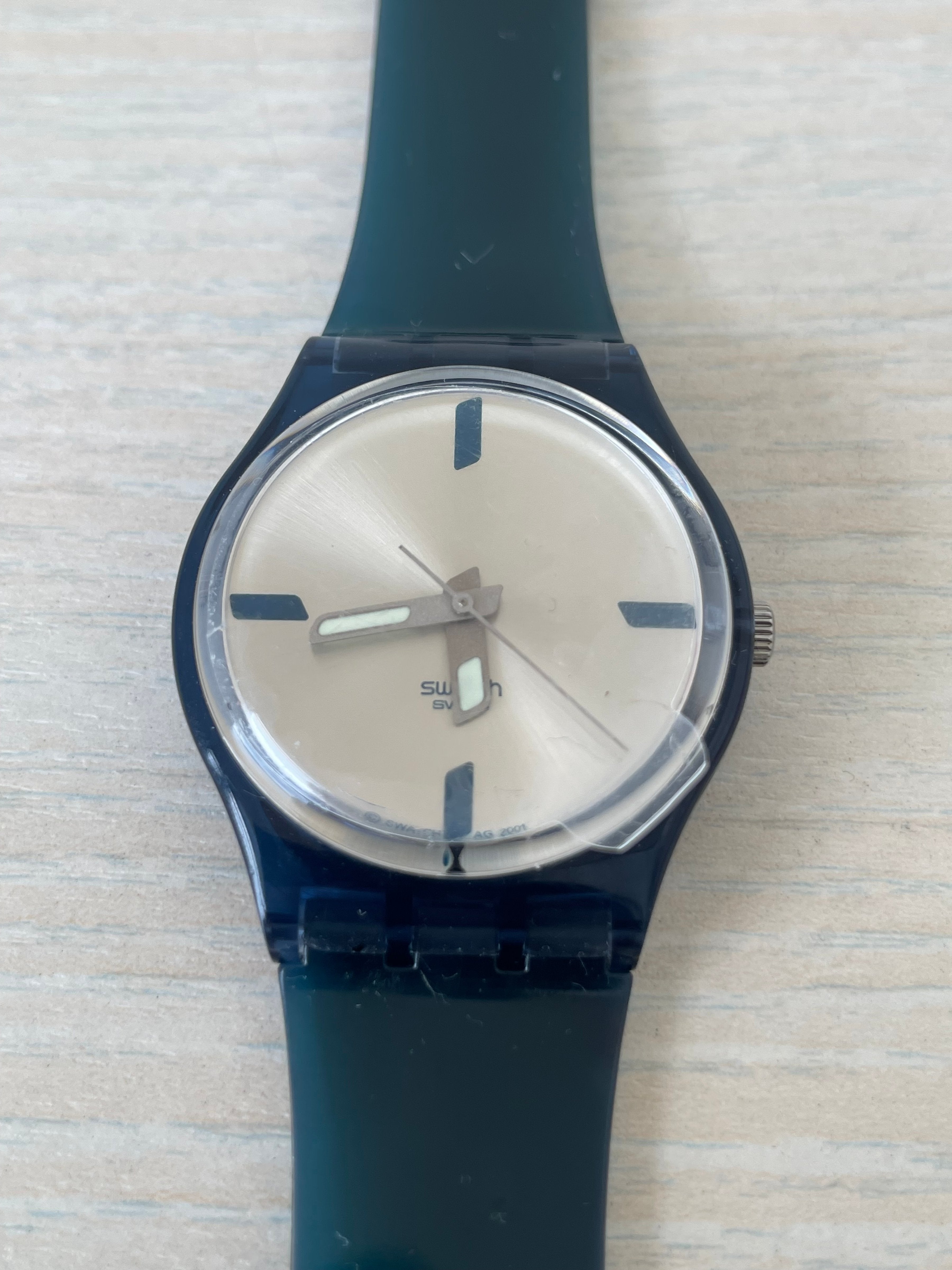 Swatch Uhr Blue Rebel, 41mm, Blau, Sehr Gut