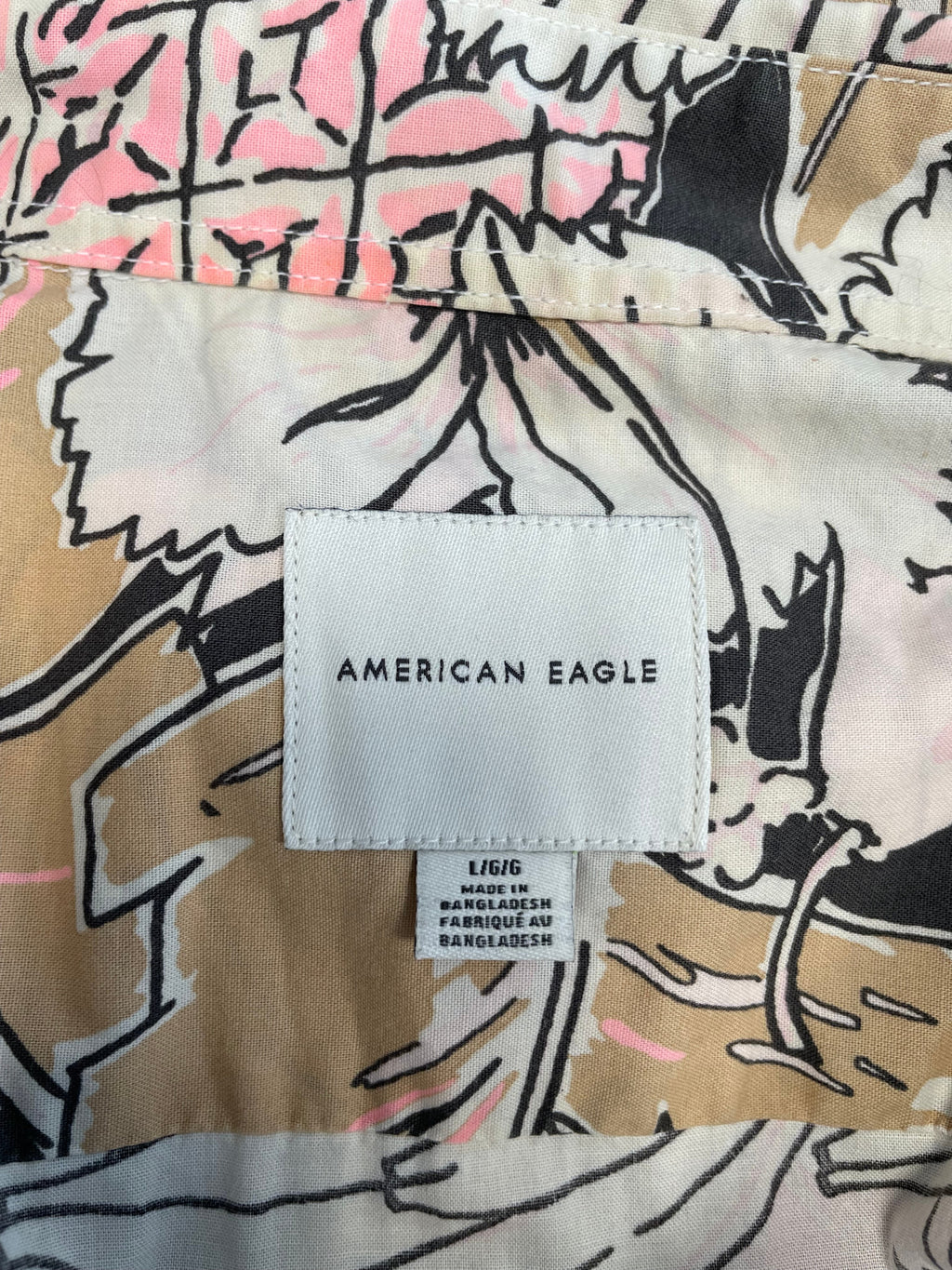 American Eagle Hawaiian Shirt Tropical Print Multi L Very Good Condition
