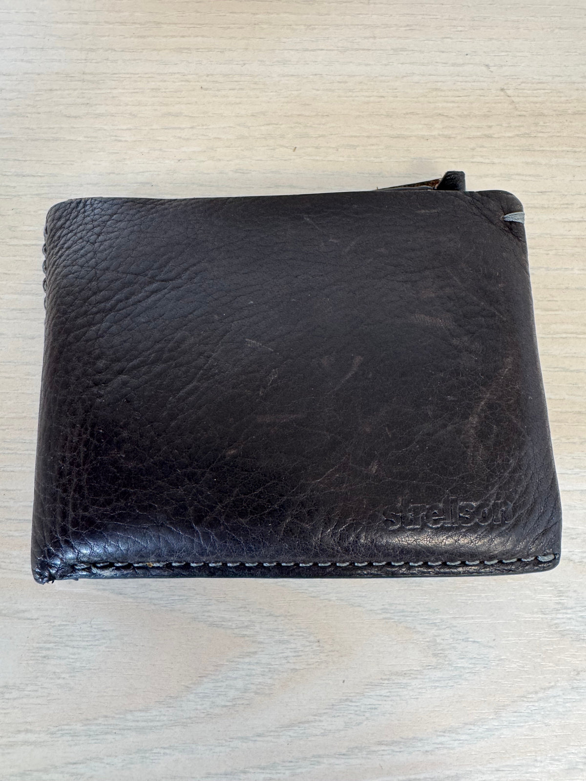 Strellson Herren Trifold Leder Geldbörse Schwarz Swiss Cross, gebraucht 11x9cm