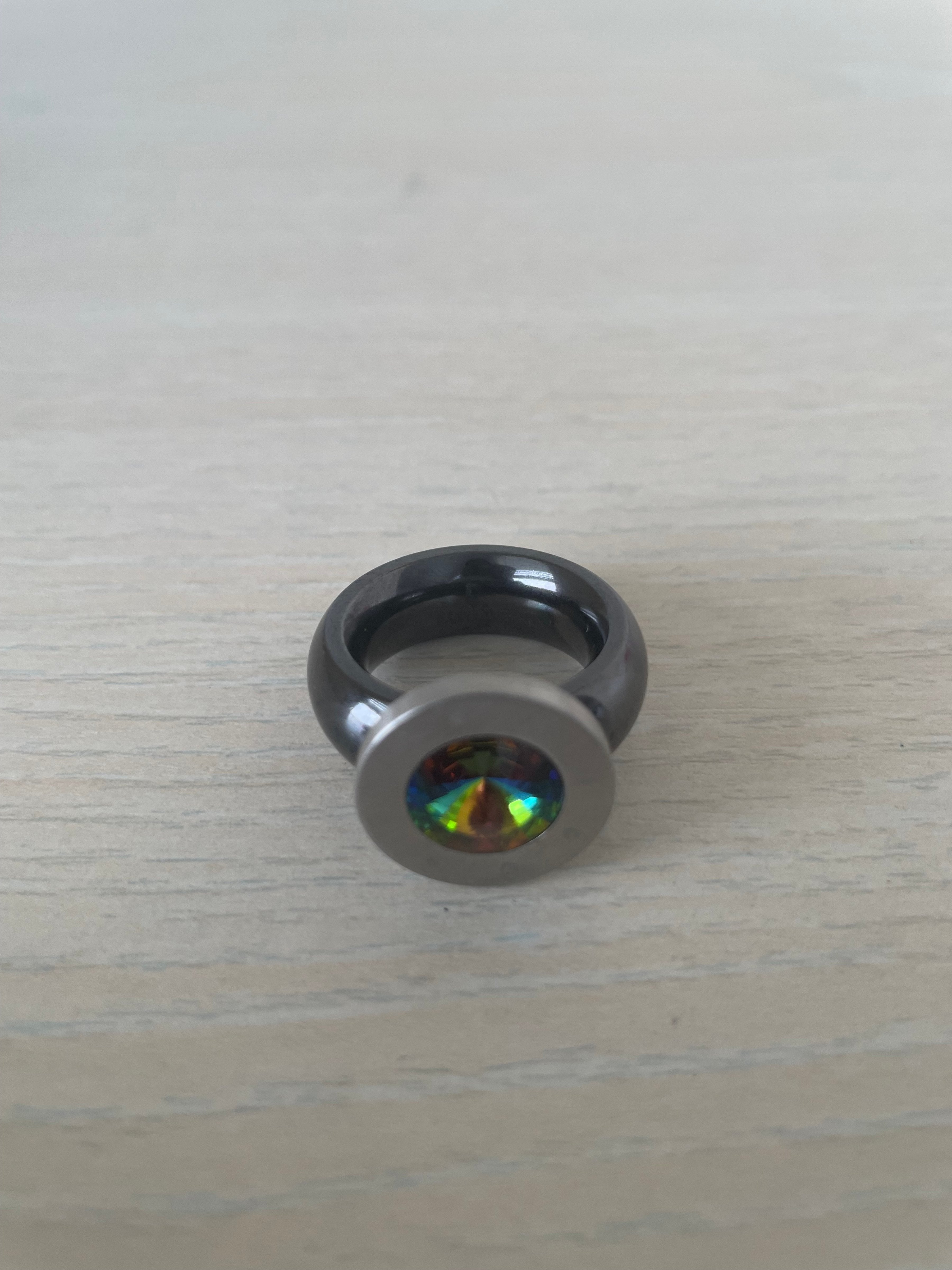 Pavo Real Wechselring, Schwarzstahl, 6 Tops, Gr. 65–66, sehr guter Zustand