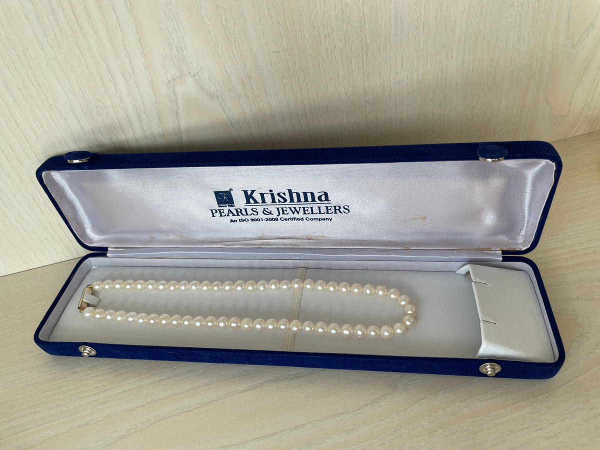 Krishna Perlenkette Akoya, Weiß, 47 cm, Wie Neu