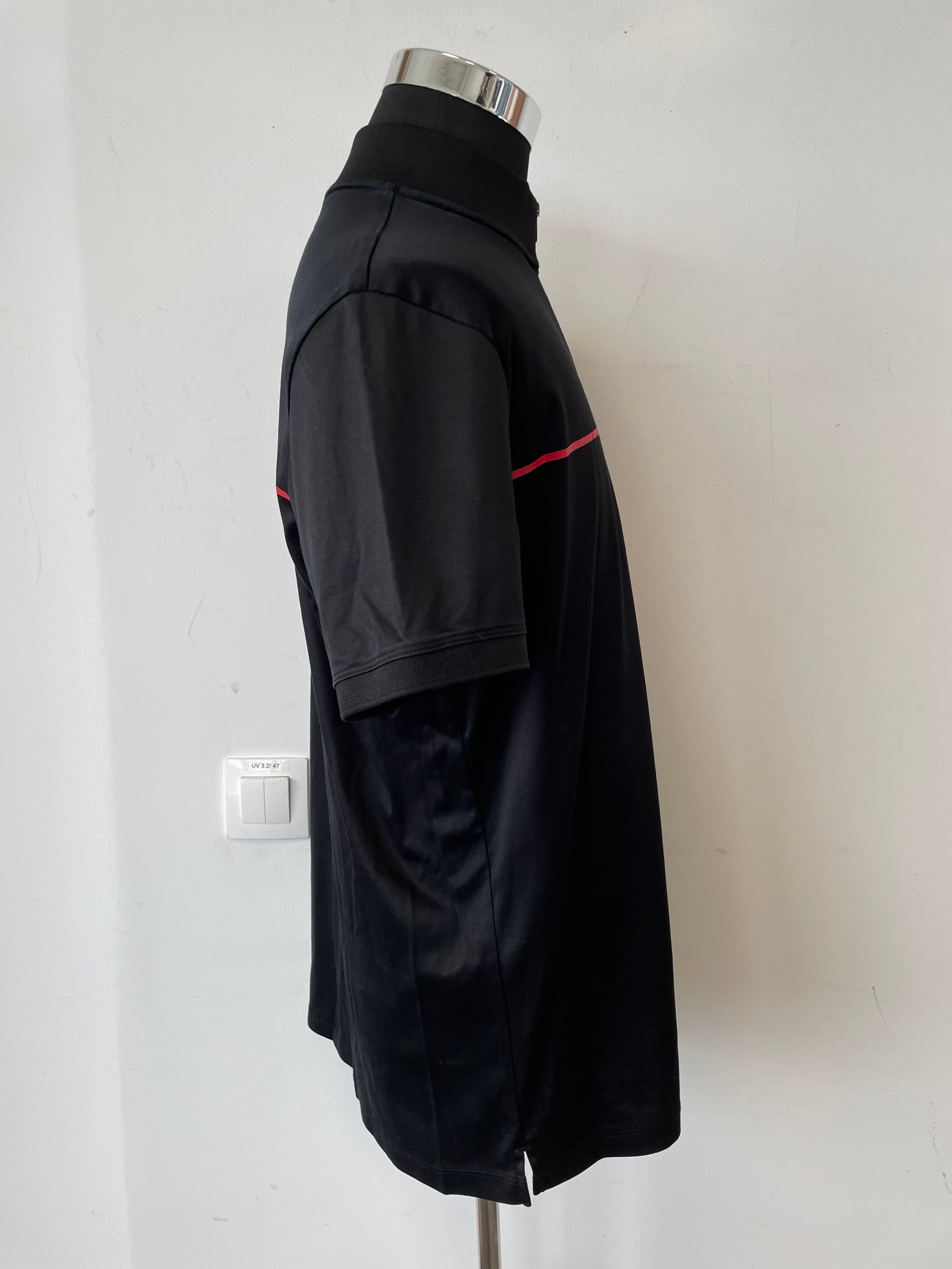 HUGO by Hugo Boss Quarter-Zip Polo, Black/Red Trim, Size M, Very Good