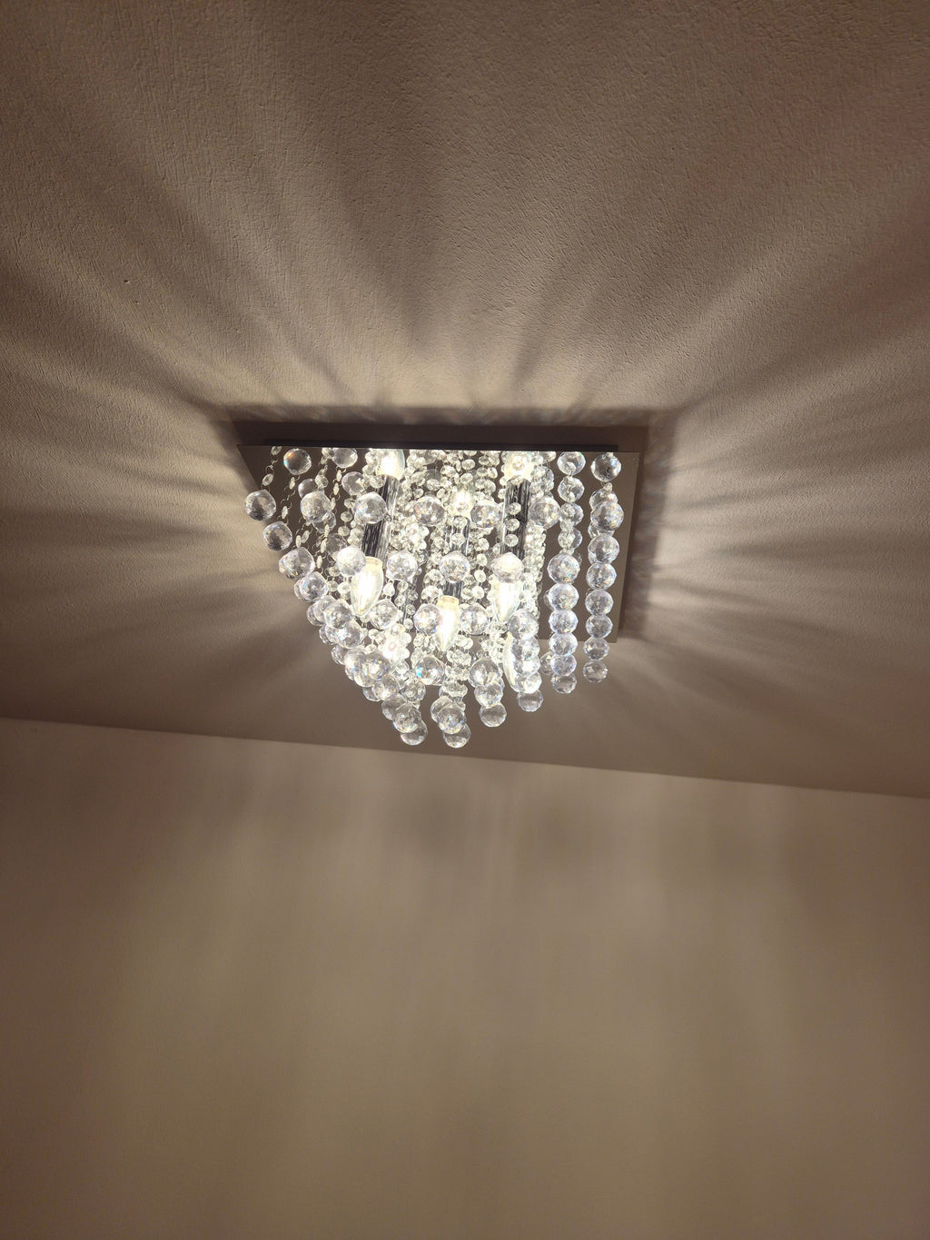 Lindby “Yareli” Crystal Ceiling Light, 42cm, Clear & Silver, Good Condition