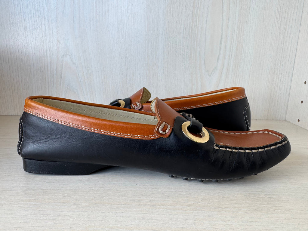 Tod’s Horse Bit Loafers EU 39.5 Brown/Black Leather Very Good Condition