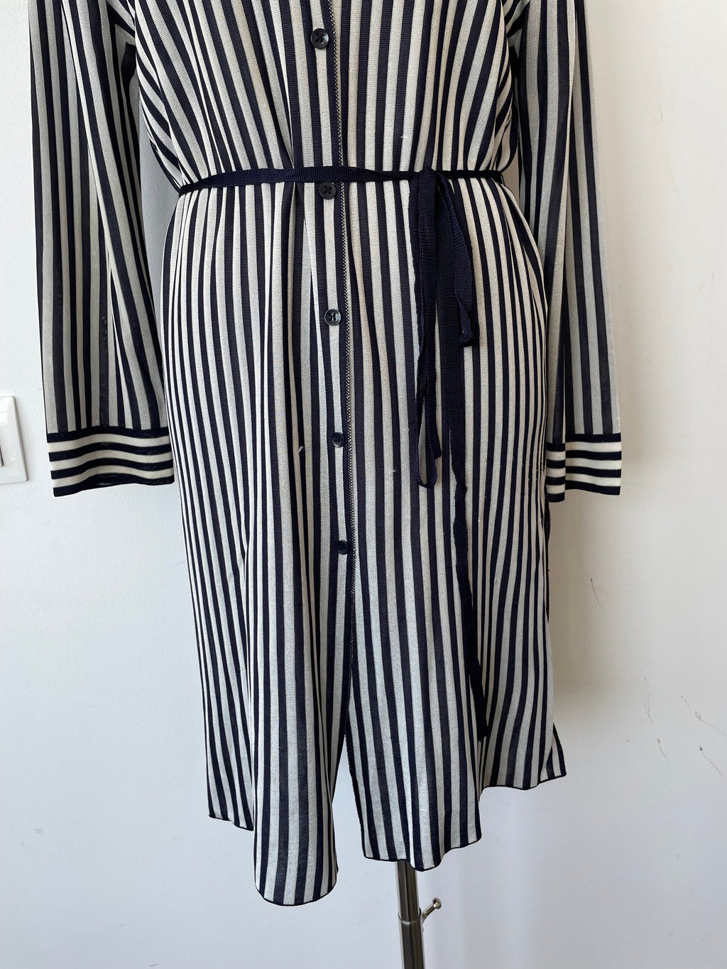 Adolfo Dominguez Striped Shirt Dress, Black/White, Small, Very Good Condition