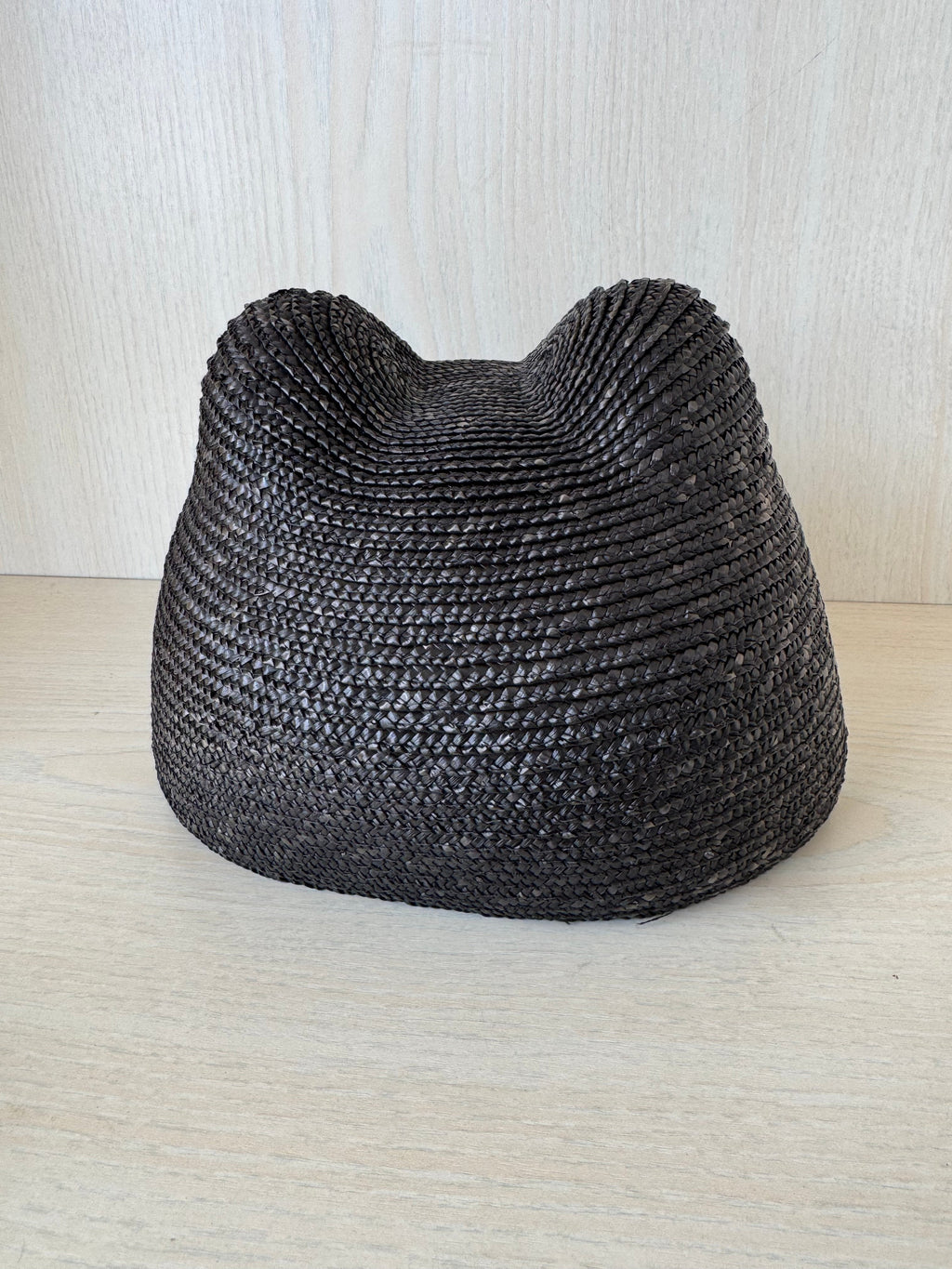 Maison Michel Jamie Cat-Ear Straw Cap, Black, Size S, New w/ Tags