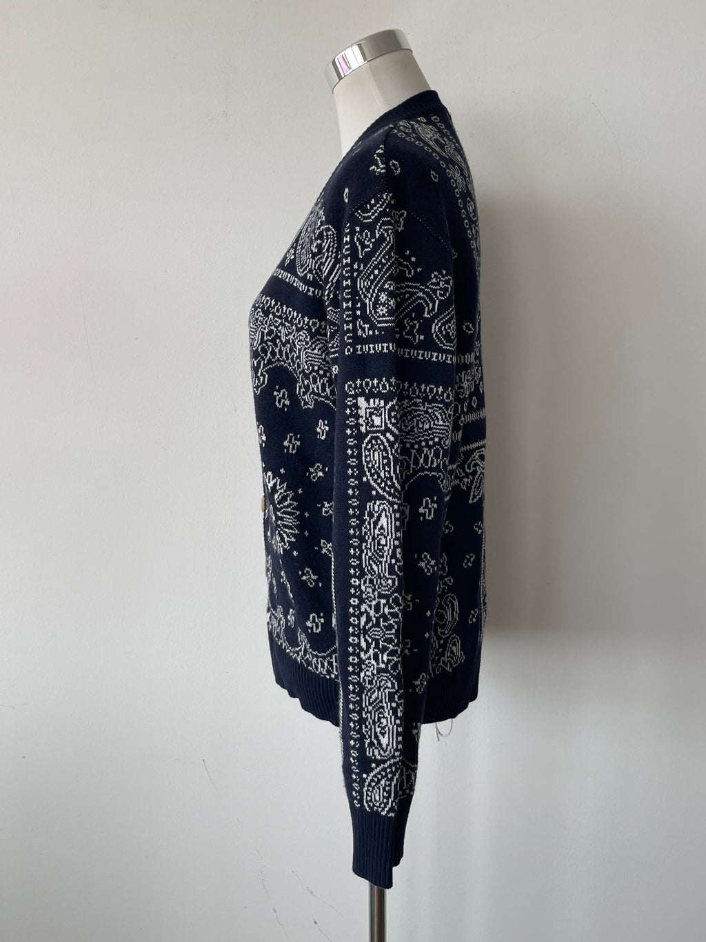 INTHEBOX Bandana Cardigan, Black/White Paisley, Size S, Very Good Condition