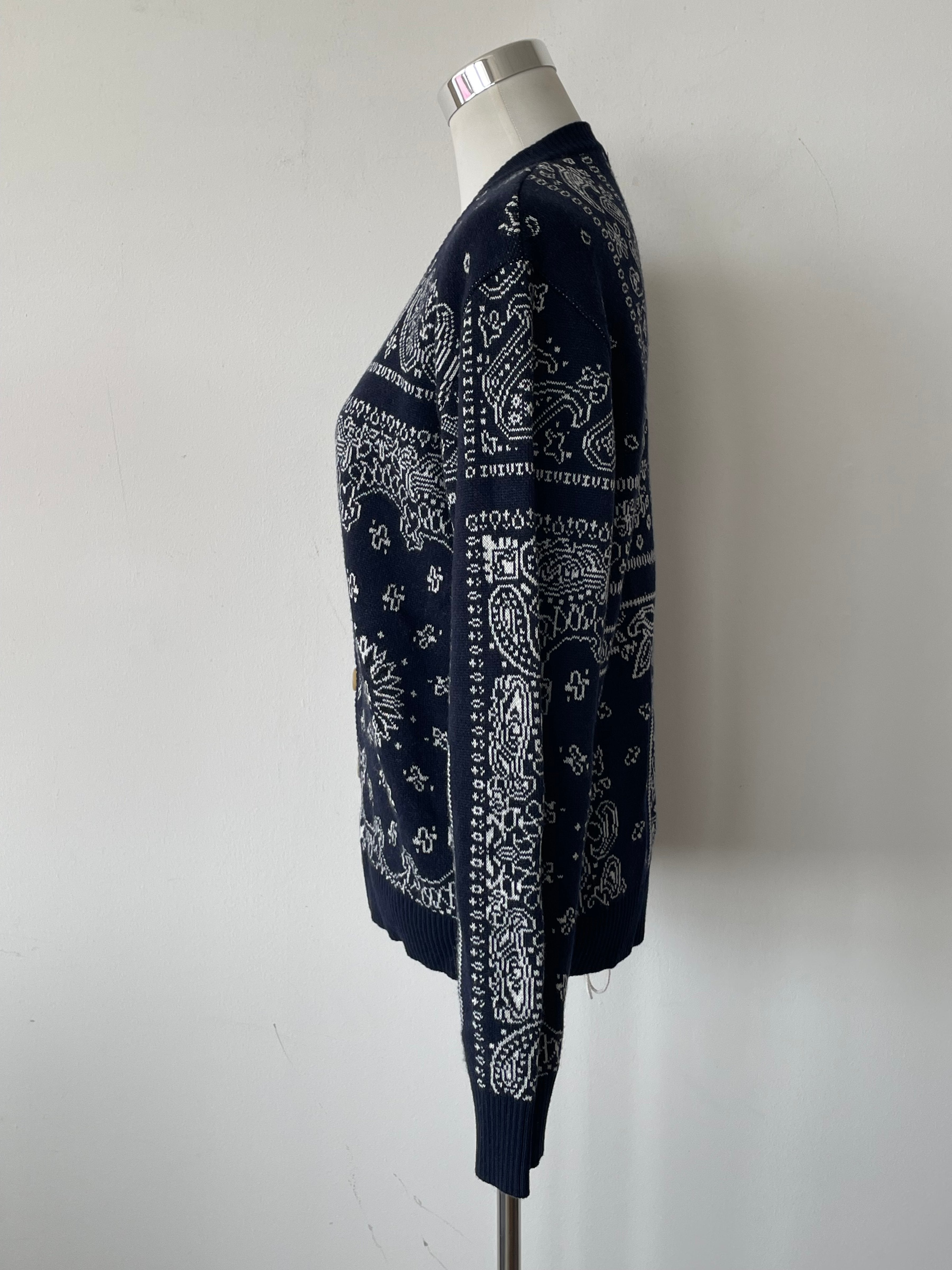 INTHEBOX Bandana Cardigan, Black/White Paisley, Size S, Very Good Condition