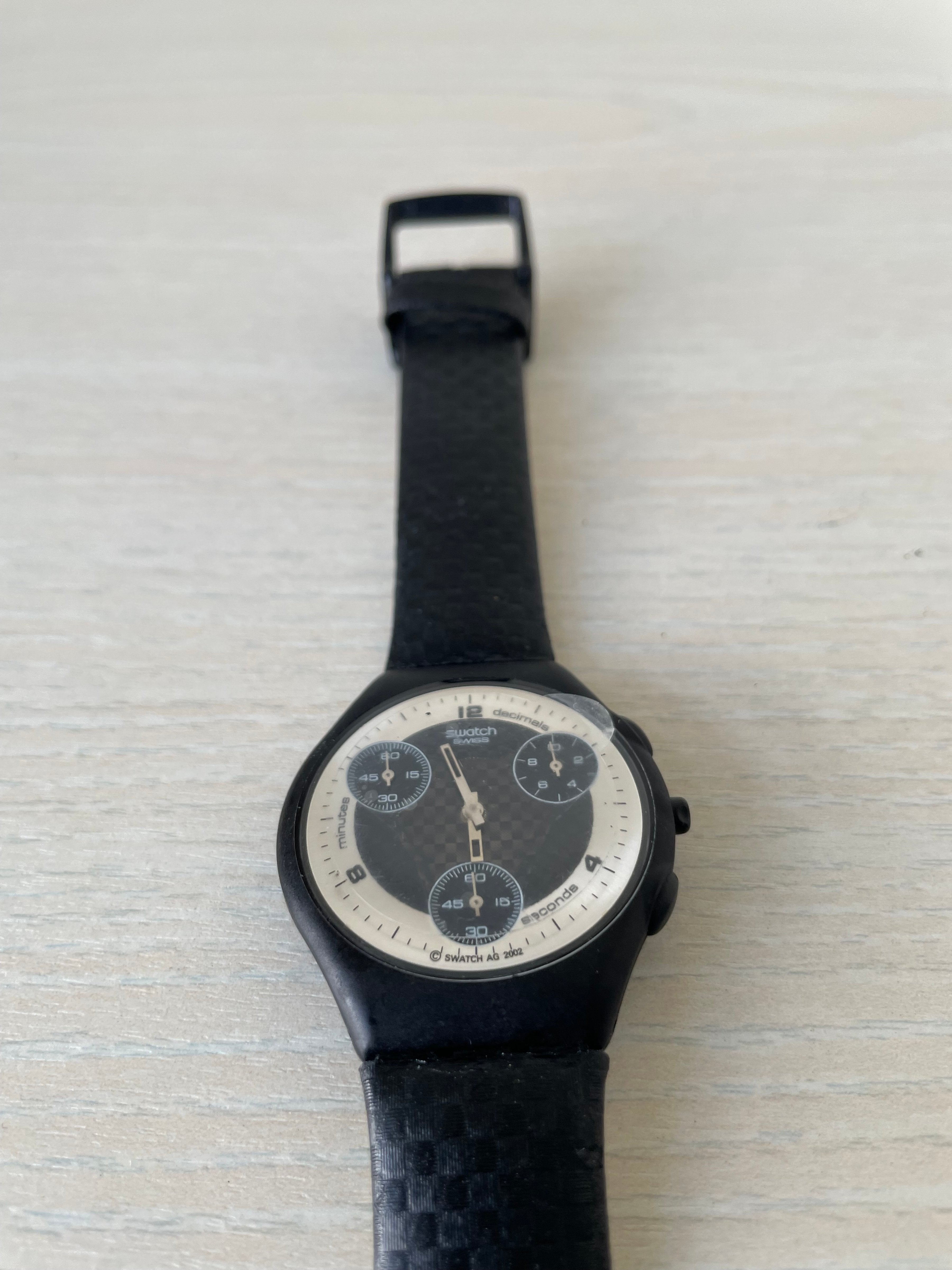 Swatch Uhr Skin Chrono, sehr gut, 38mm, Schwarz, Quarz, inkl. Batterie