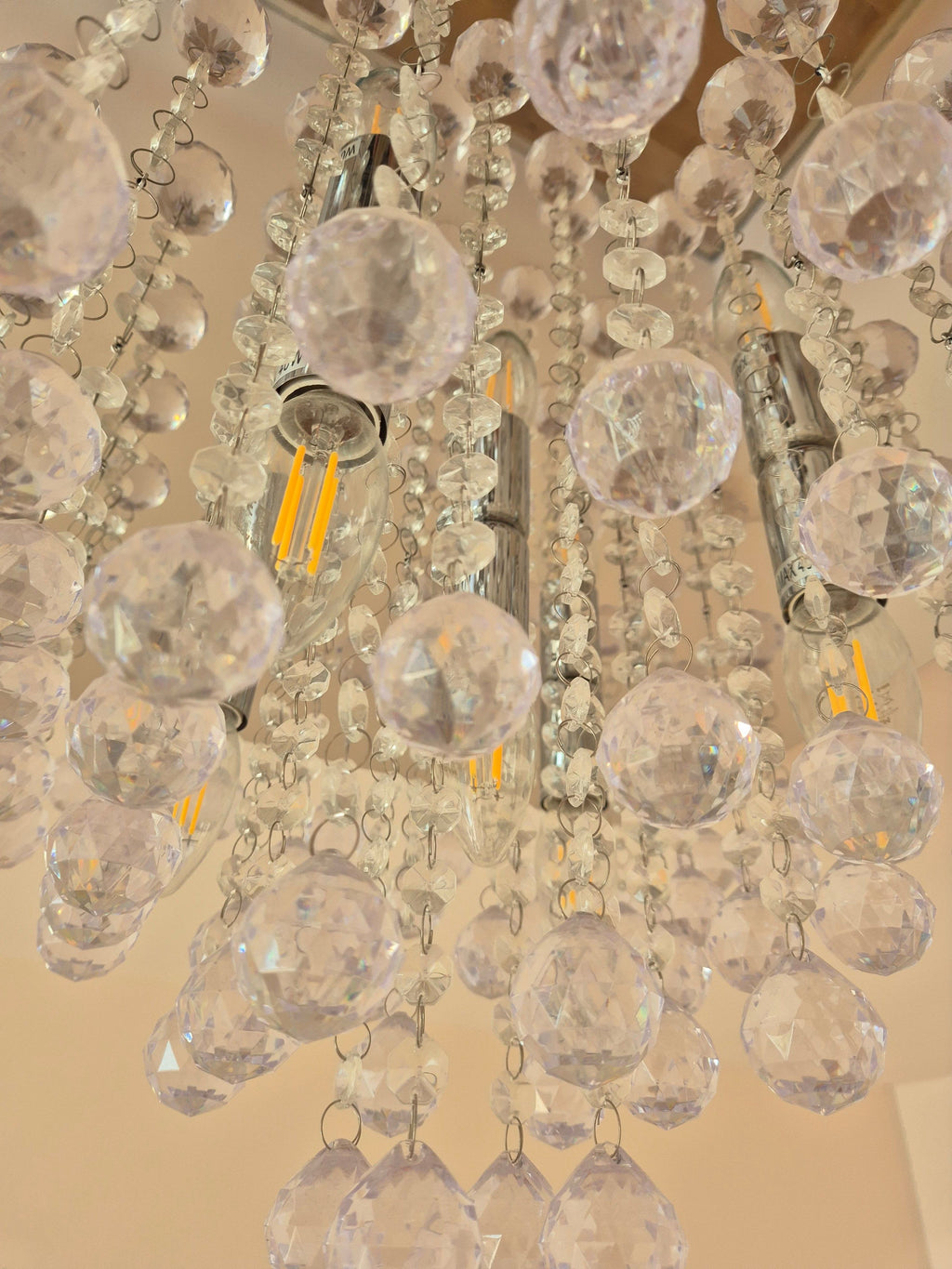 Lindby “Yareli” Crystal Ceiling Light, 42cm, Clear & Silver, Good Condition