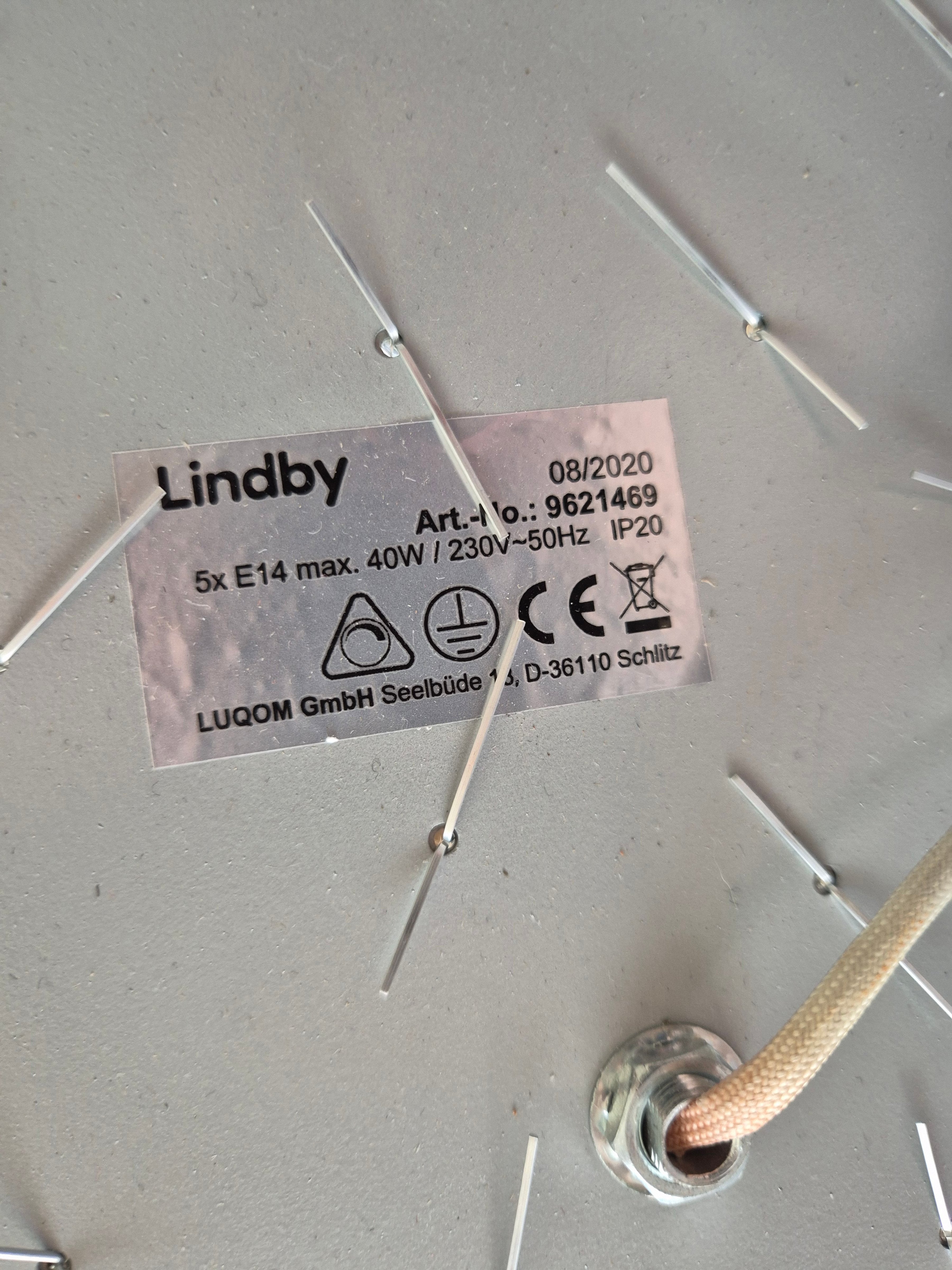 Lindby “Yareli” Crystal Ceiling Light, 42cm, Clear & Silver, Good Condition