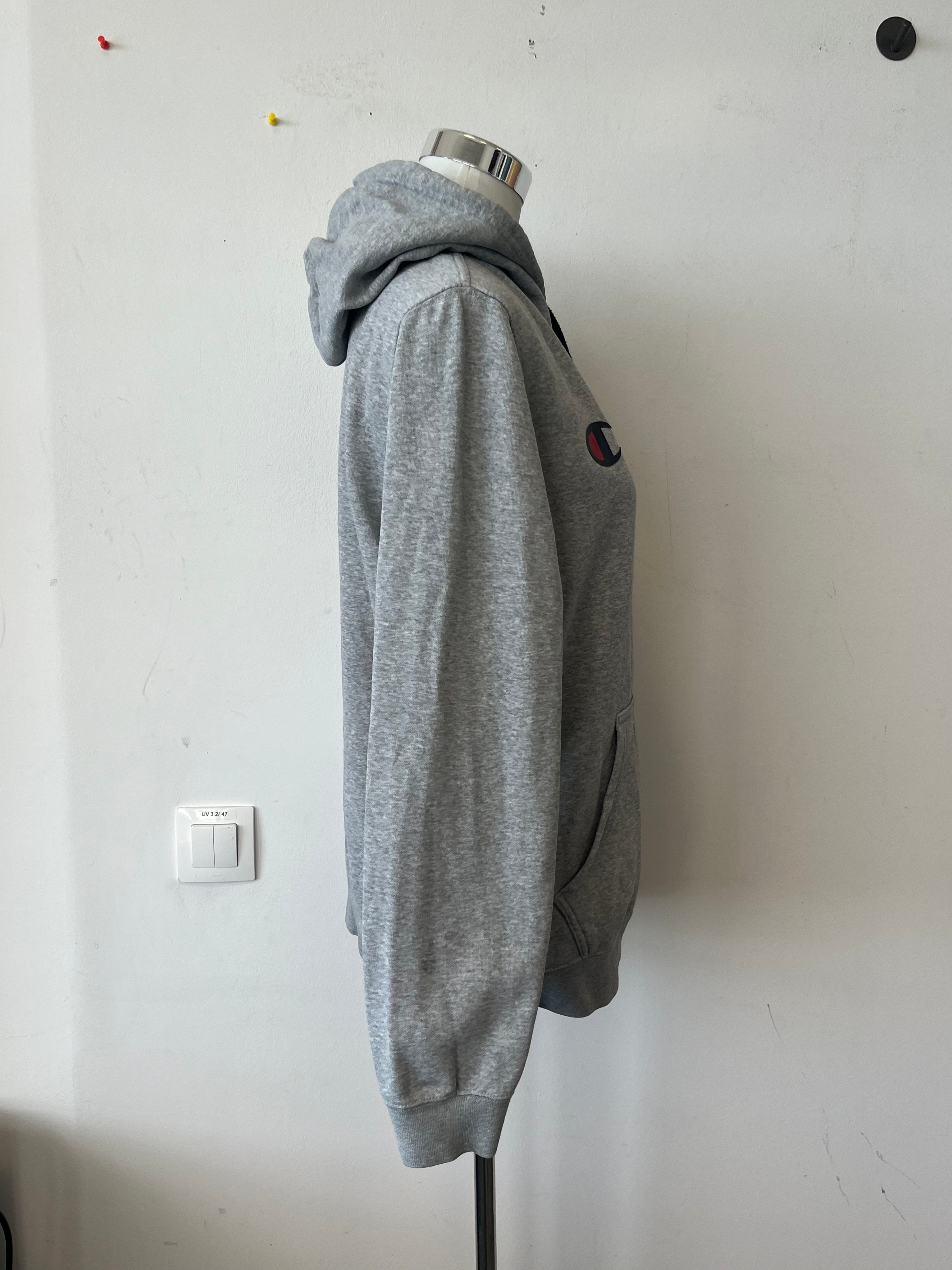 Champion Hoodie Script Logo, Grau, S, Sehr Gut