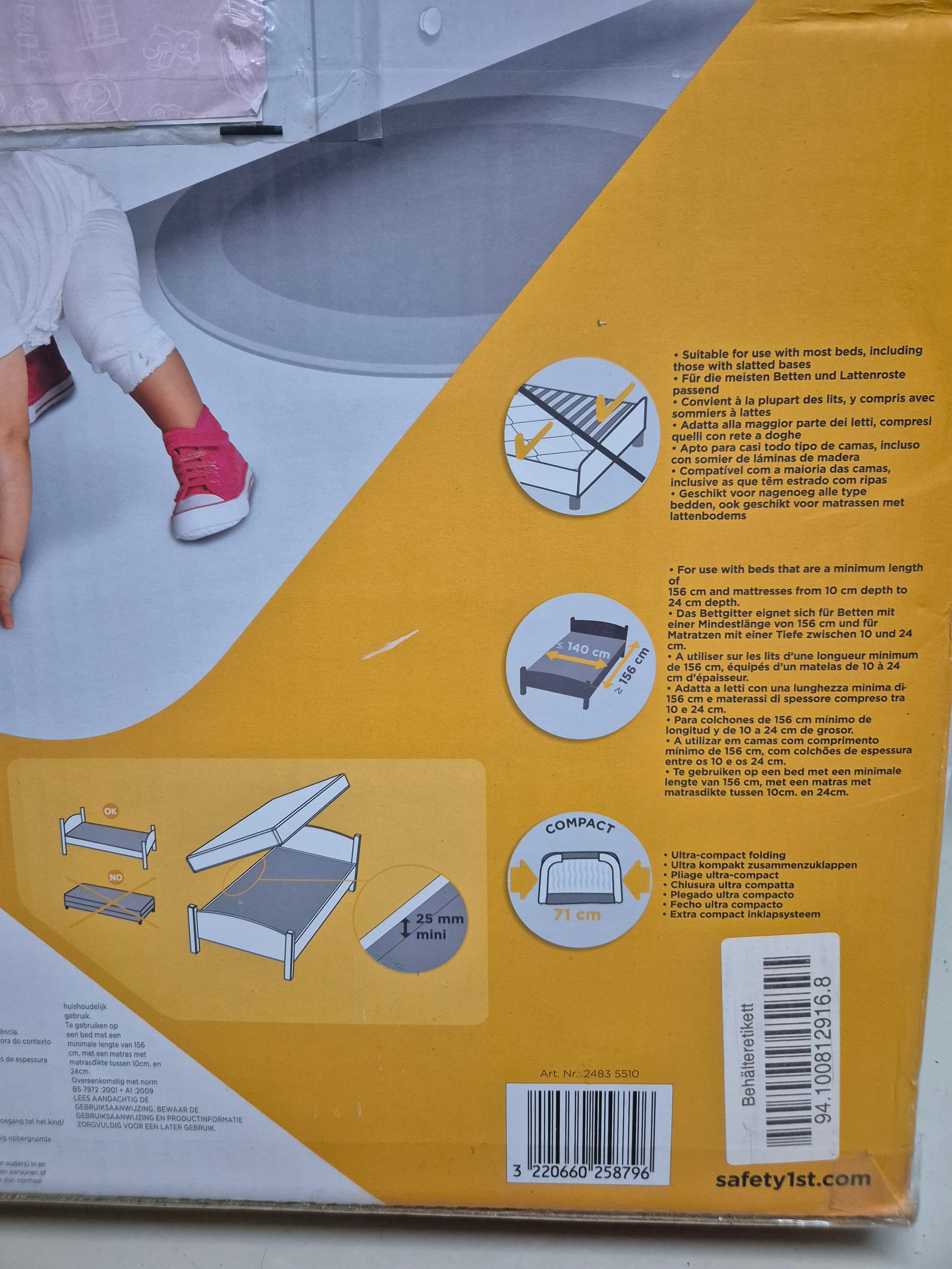 Safety 1st Portable Bedrail, Dark Grey, 71cm, Normal Use, Some Stains