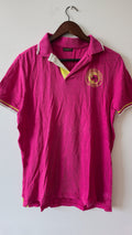 Napapijri Pink Polo Shirt (M) – Flag Print, Good Condition