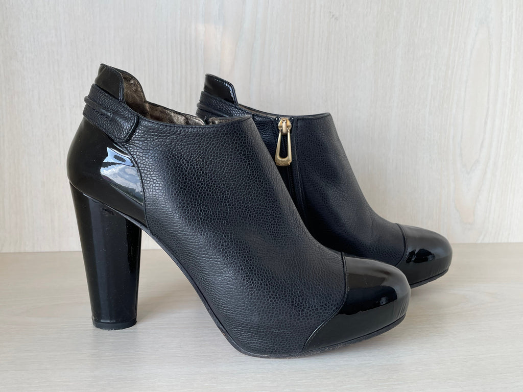 Aquazzura Ankle Boot, Schwarz, Leder, Gr. 38 EU, Sehr Gut, 10.5 cm Absatz