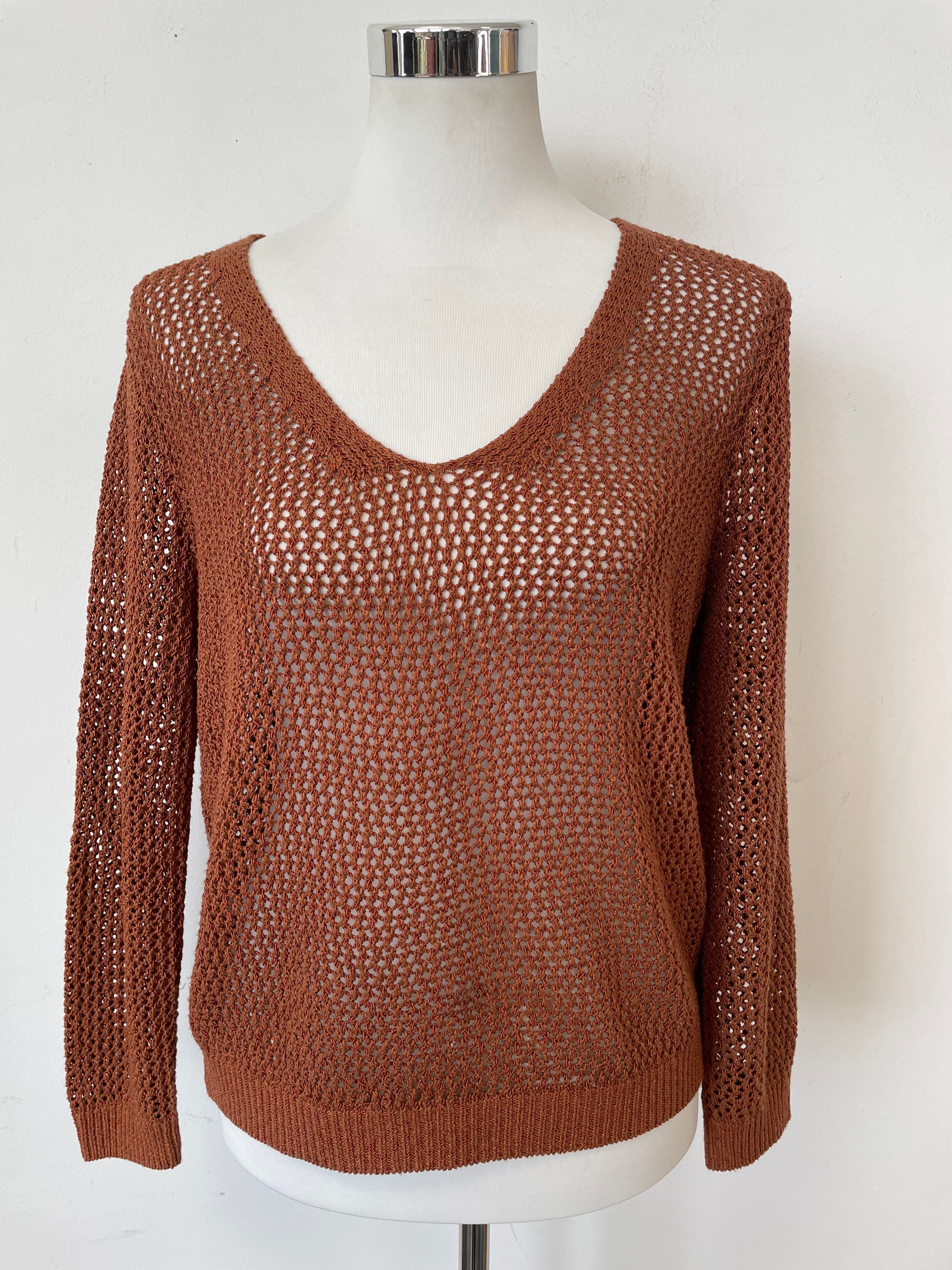 MNG Casual Häkelpullover Braun Gr. M Sehr Gut